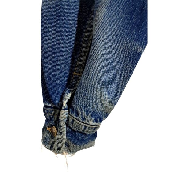 Vintage 80s Lee Storm Rider Sz L Denim Jacket Corduroy Collar Blanket Lined Made - Picture 13 of 14